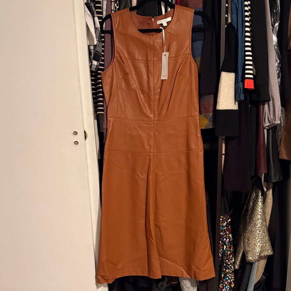 Piperlime Tan Midi Leather Dress